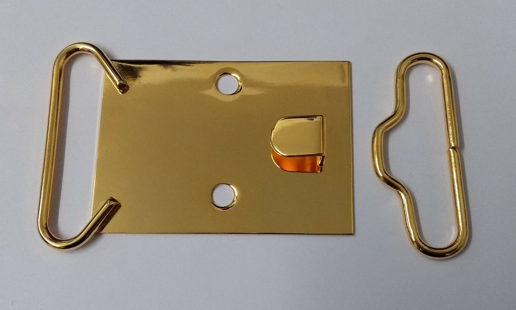Genuine British 2" Hi Sheen Gilt Plate Buckle Set No Insignia