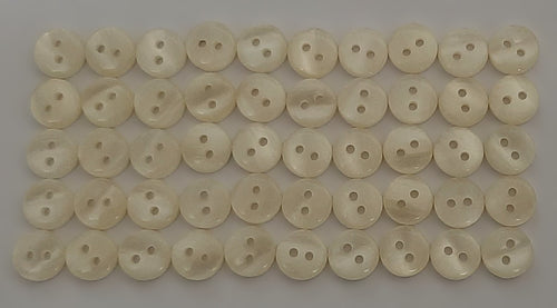 100 Vintage Buttons 2 Hole Shirt / Shank Anchors Pearlesque Cream 8.9mm NOS