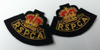 Genuine British R.S.P.C.A Officers Queens Crown Braided Collar Patches ASPS264