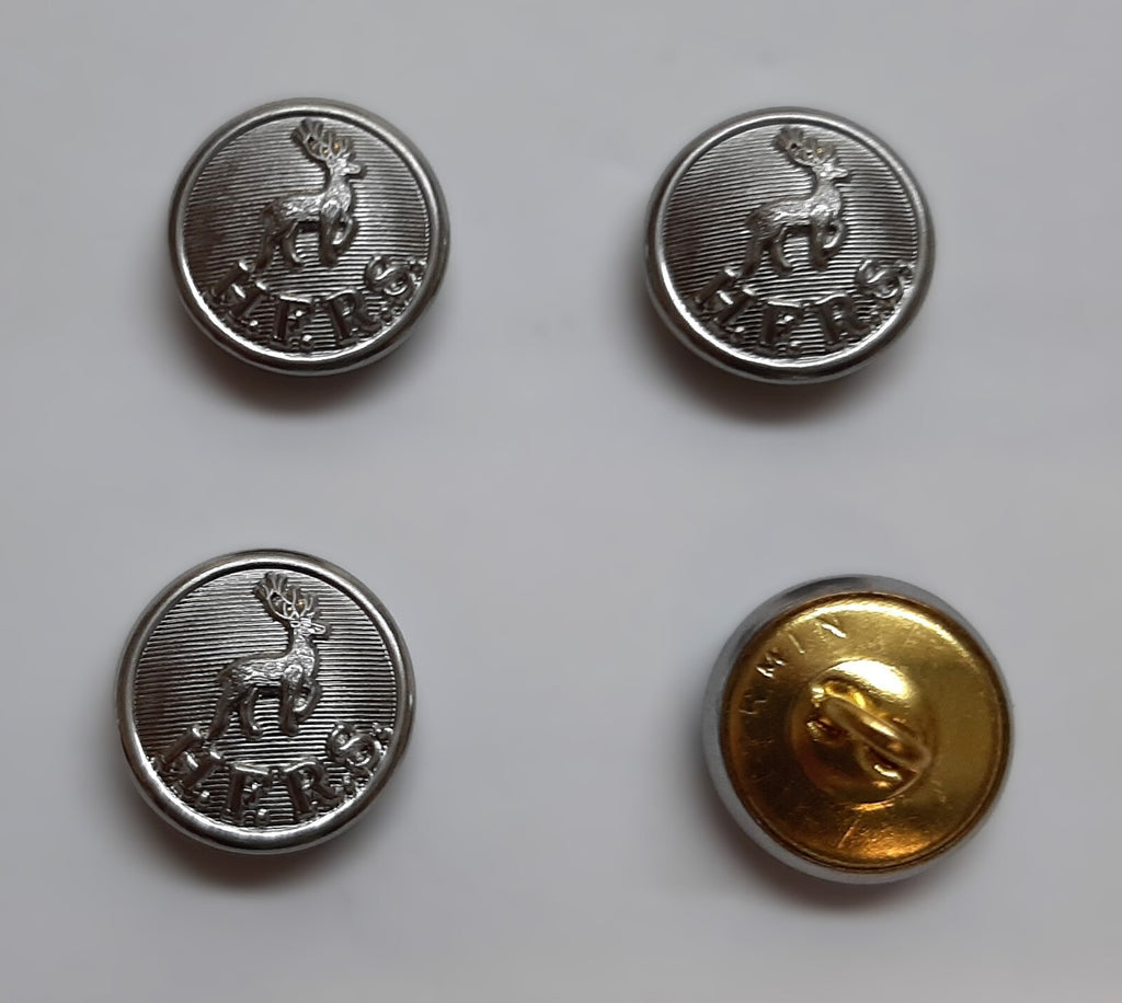 Hertfordshire Buttons Ring Back H F R S Obsolete Stag / Hart Insignia 26L 2 Prs