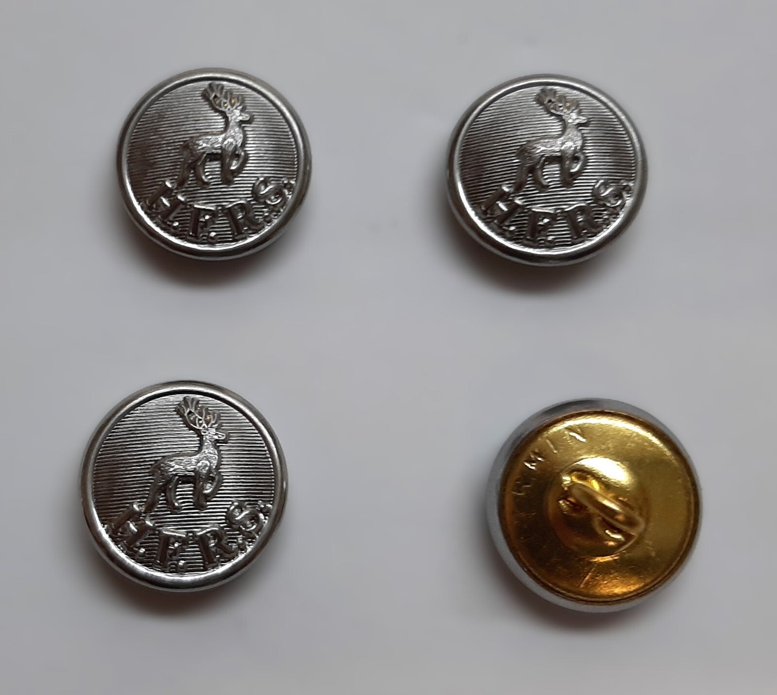 Hertfordshire Buttons Ring Back H F R S Obsolete Stag / Hart Insignia 26L 2 Prs