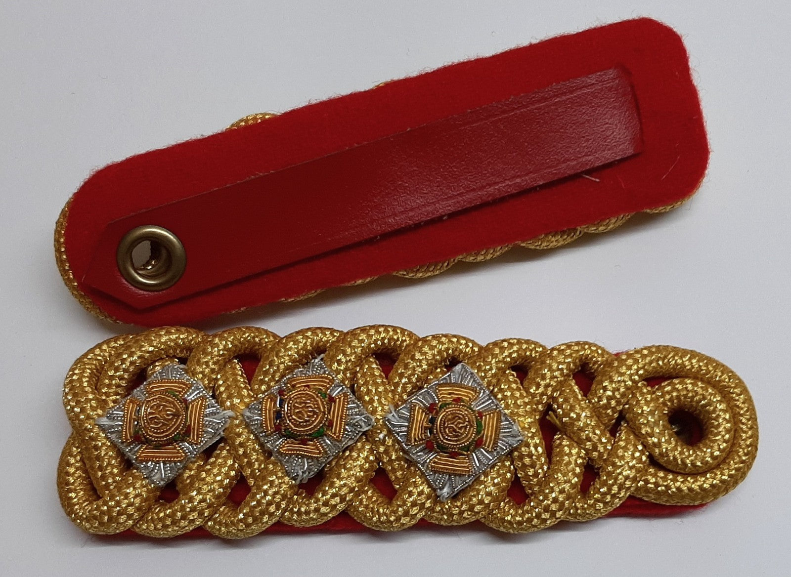 Ceremonial Shoulder Straps 3 Pips Full Dress with Leather Straps British Made