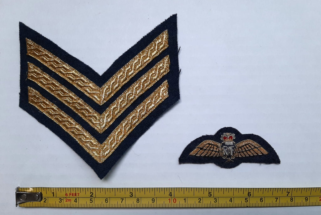 RAF Royal Air Force Embroidered Patches Air Force 3 Chevrons and Q/C Full Brevet