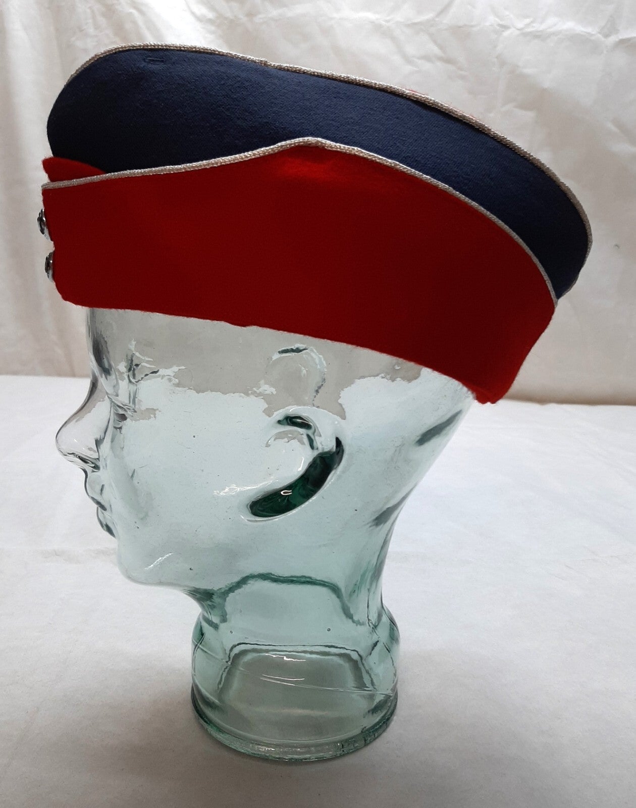 Hobson Side Cap Parade Forage Hat Blue / Red Chrome & Buttons Size 57cm