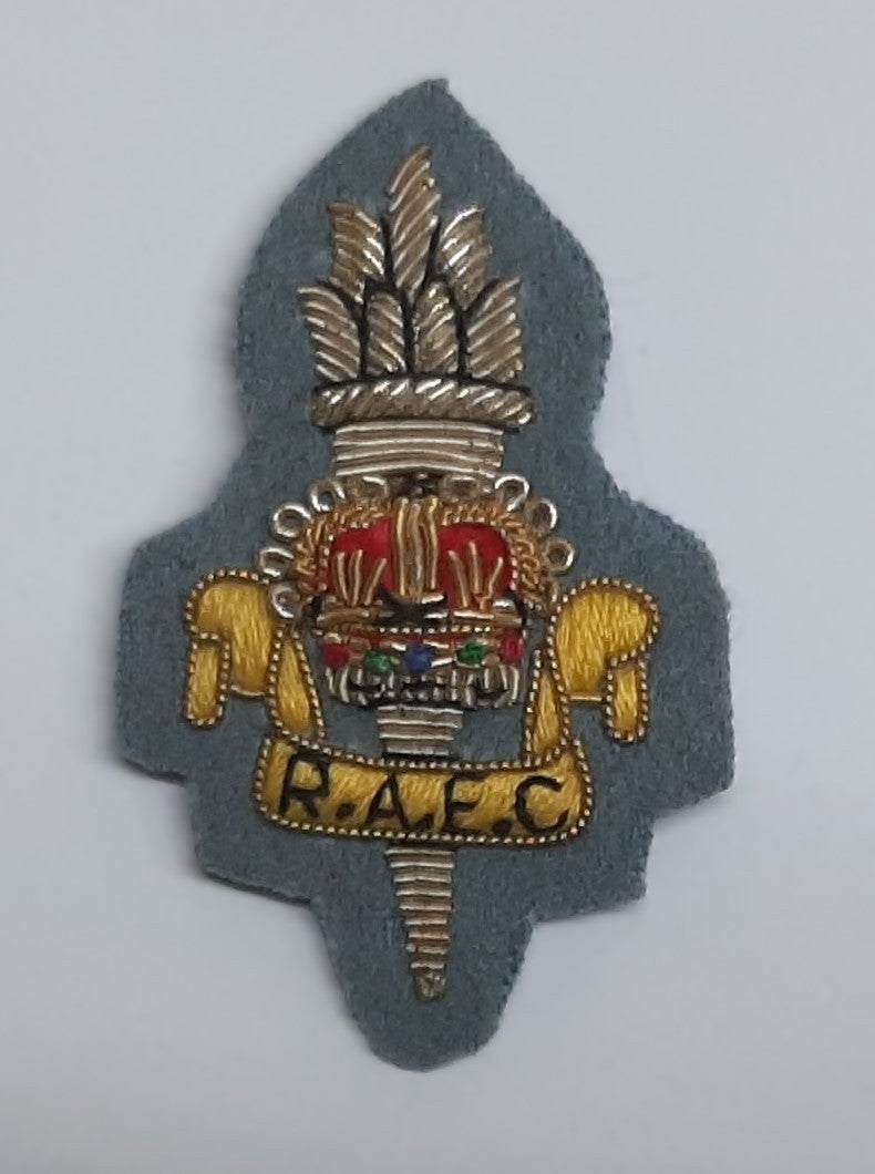 RAEC Hat Cap Badge Hand Embroidered Vintage R.A.E.C New Old Stock