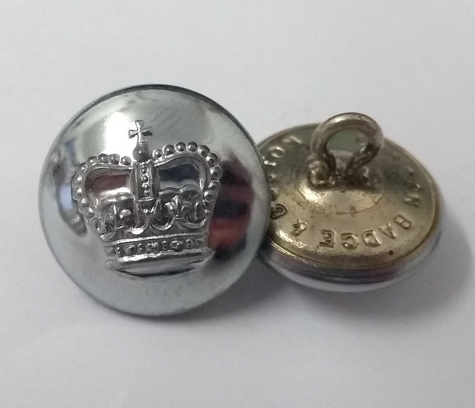 Genuine Vintage British Issue St Edwards Crown Buttons Chrome ASBT89