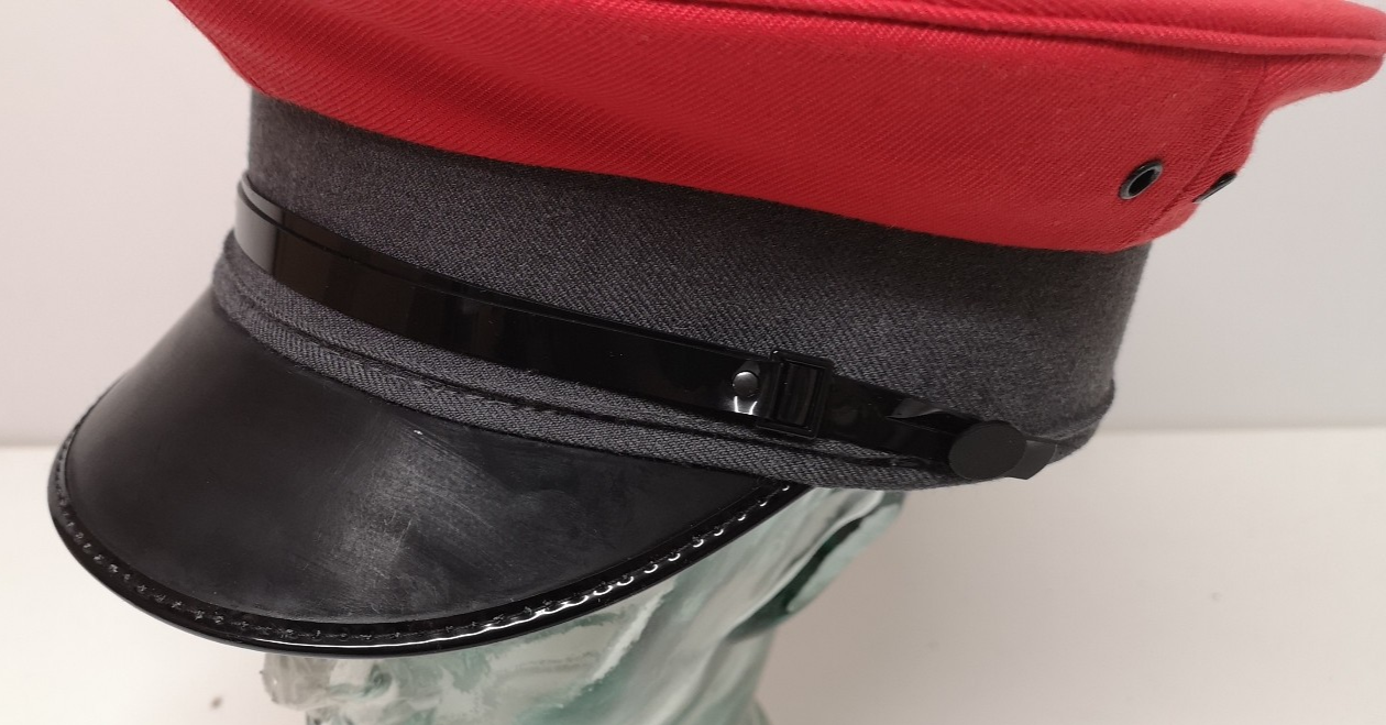 Red and Grey Canvas Plain Peaked Cap 57cm