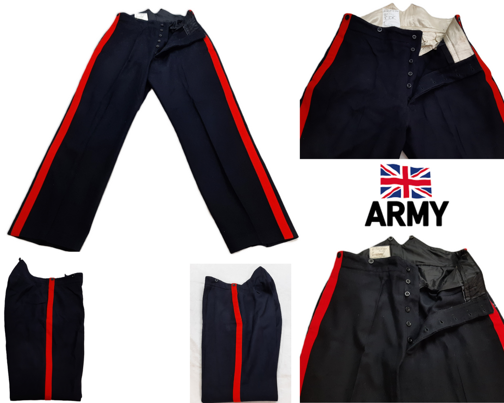No1 Dress Trousers British Blues Pattern With 1" Red Stripes - All Sizes