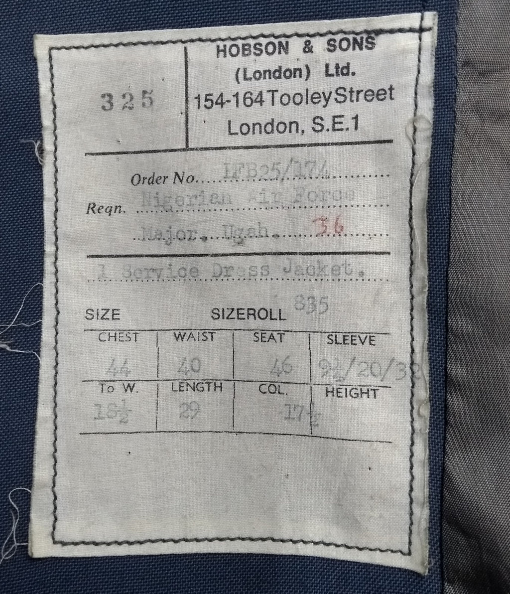 NAF Jacket Nigerian Air Force Dress Blazer No Buttons Unfinished