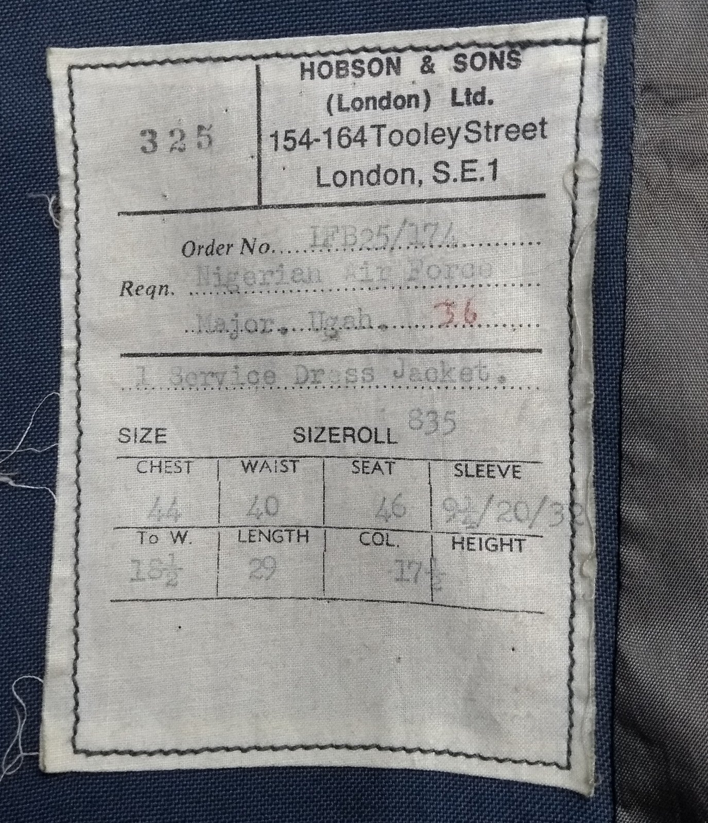 NAF Jacket Nigerian Air Force Dress Blazer No Buttons Unfinished