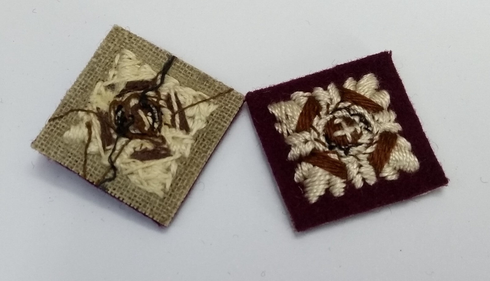 Vintage Rank Pips Senior Officer Insignia on Maroon / Soft Felt Backing Obsolete