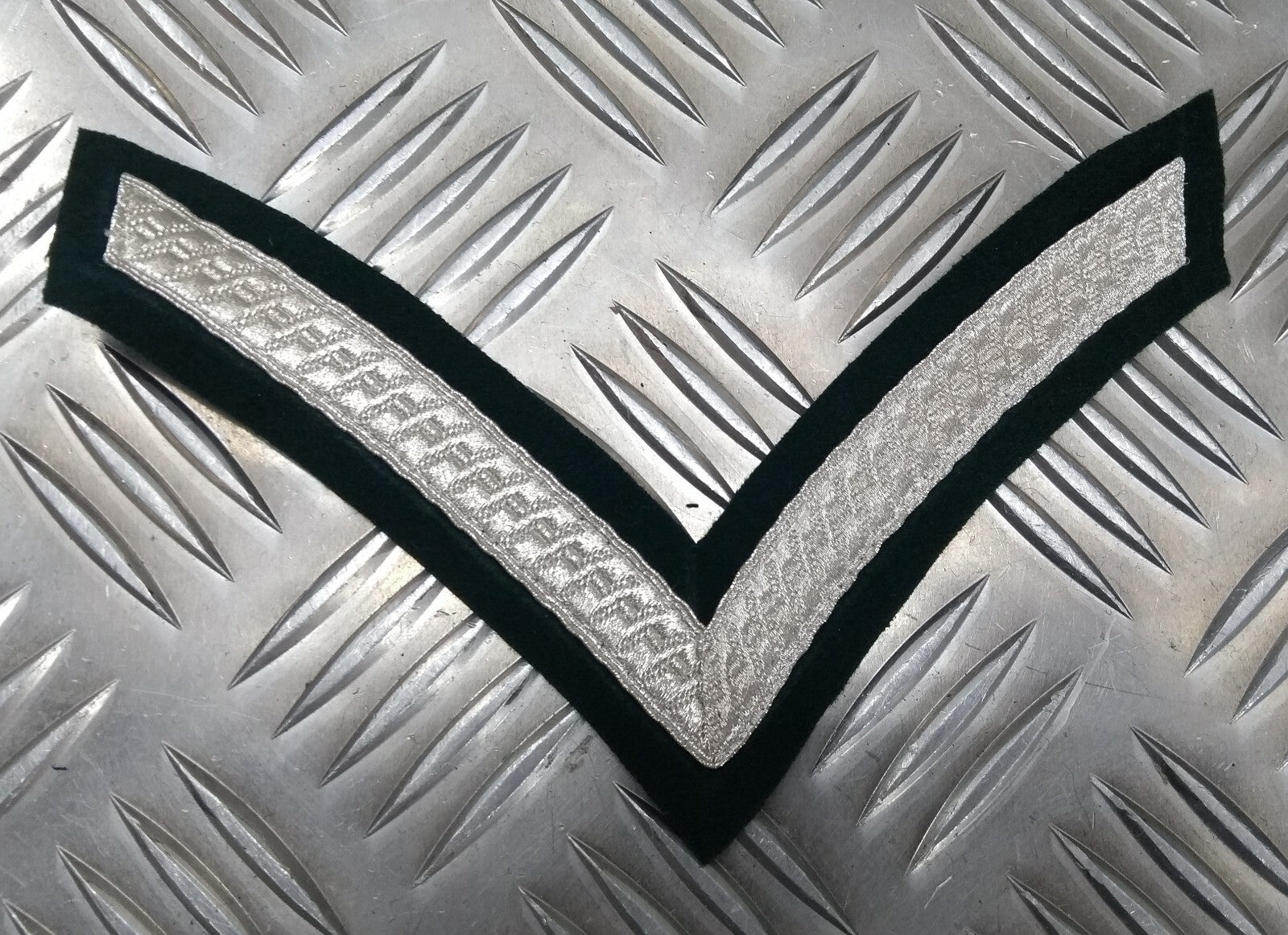 Genuine British Issue Mess Dress Rank Chevrons Silver Braid On Green