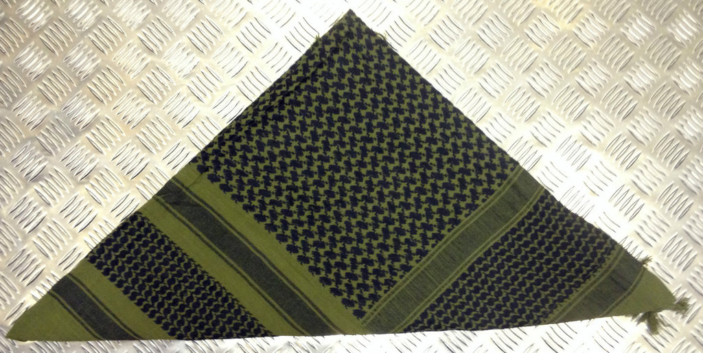 100% Cotton Shemagh / Arab Scarf / Pashmina / Wrap / Sarong. Green & Black - NEW