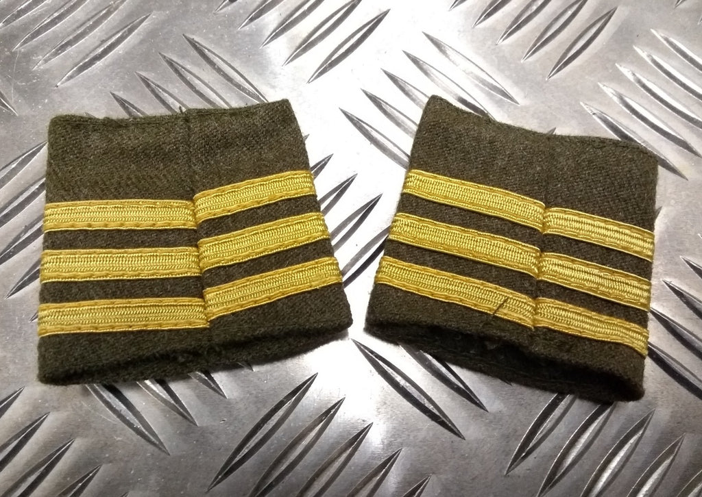 Khaki Wool Serge Rank Slide 3 Braided Gold Bars Vintage Issue