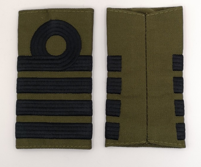 Royal Navy Black on OD Green Captain Rank Slides - NEW