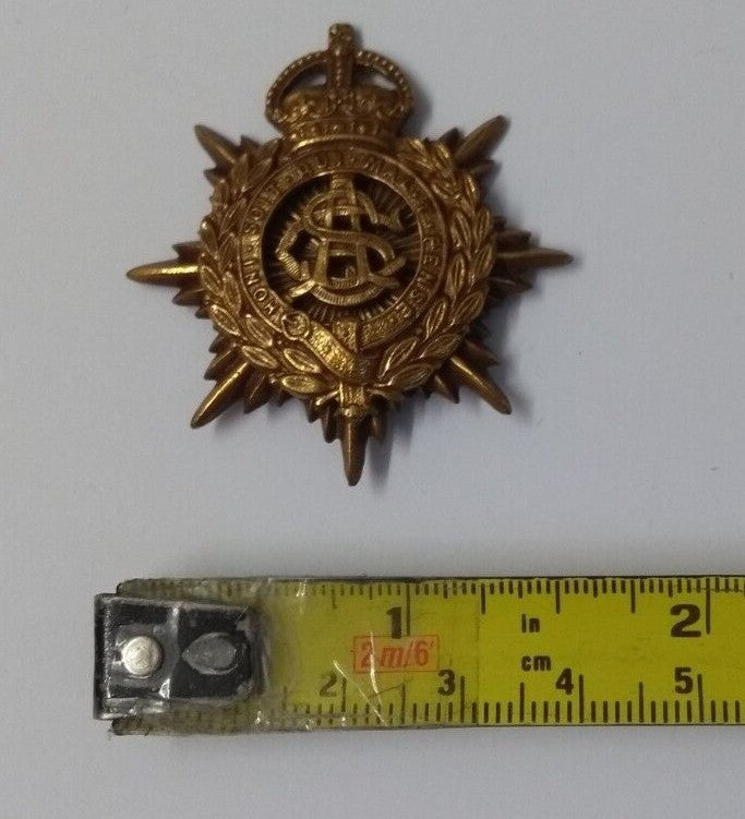 Vintage Kings Crown RASC British Army Issue Service Corps Insignia Metal Badge
