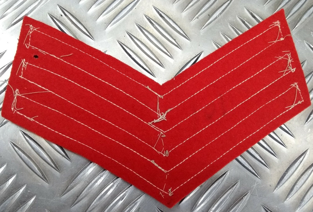 Genuine Vintage British Issue White Chevrons on Red Felt Rank Chevrons