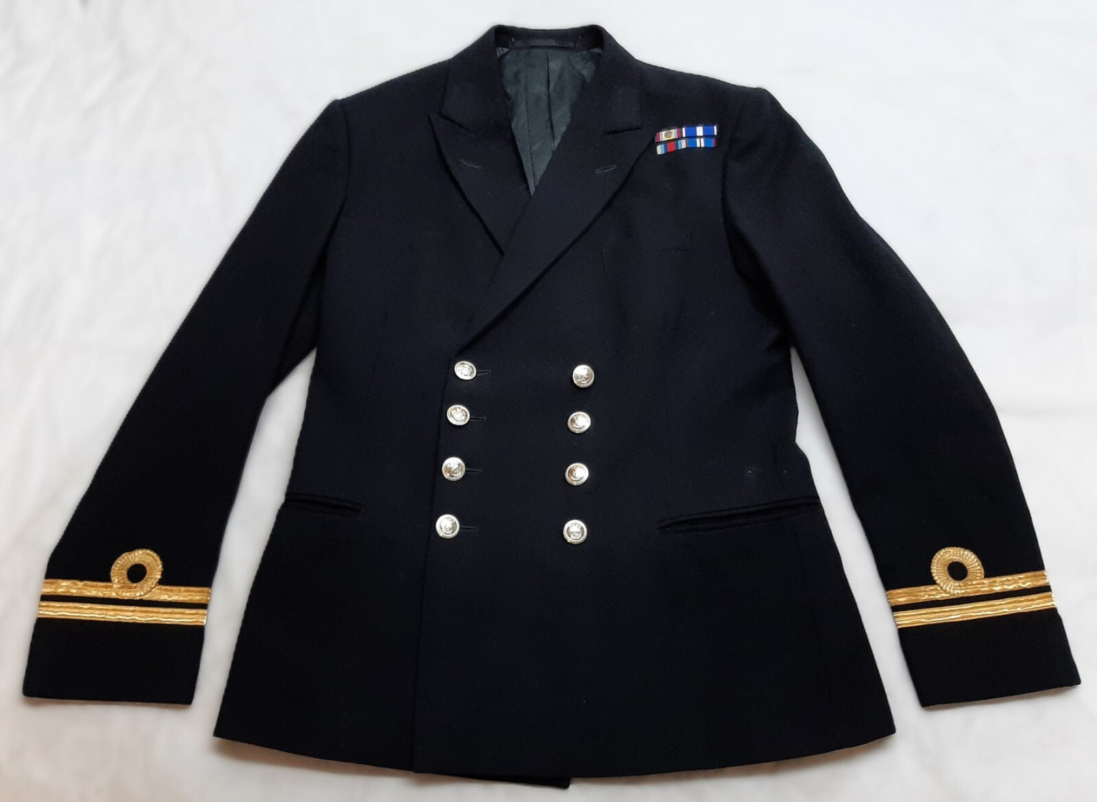 RN Jacket British Naval Ofc LT Com Vintage 1980s Bernard 8 Button