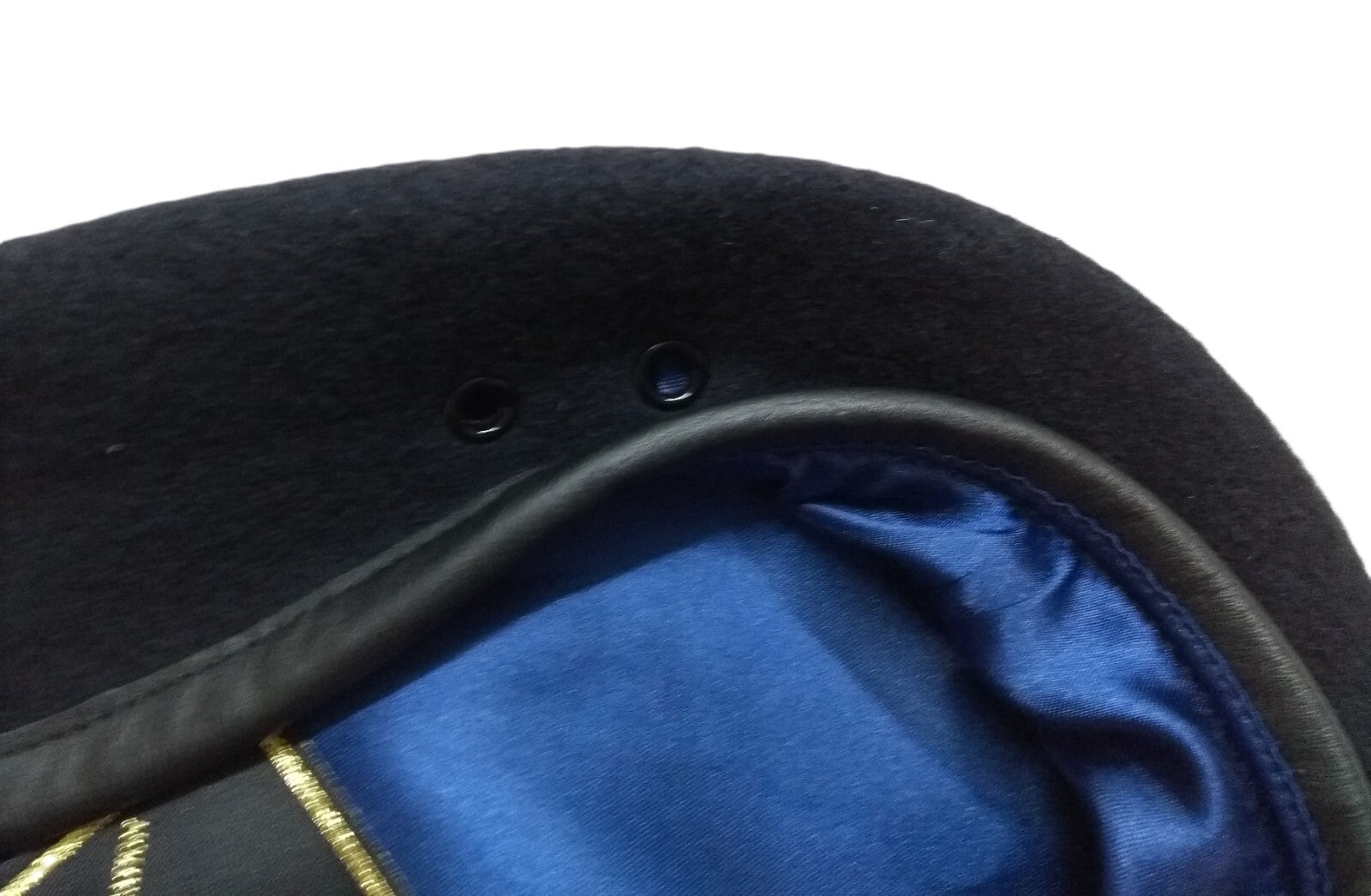 Navy Blue Beret All Arms Army Pattern 100% Wool / Silky Lining & Leather Trim