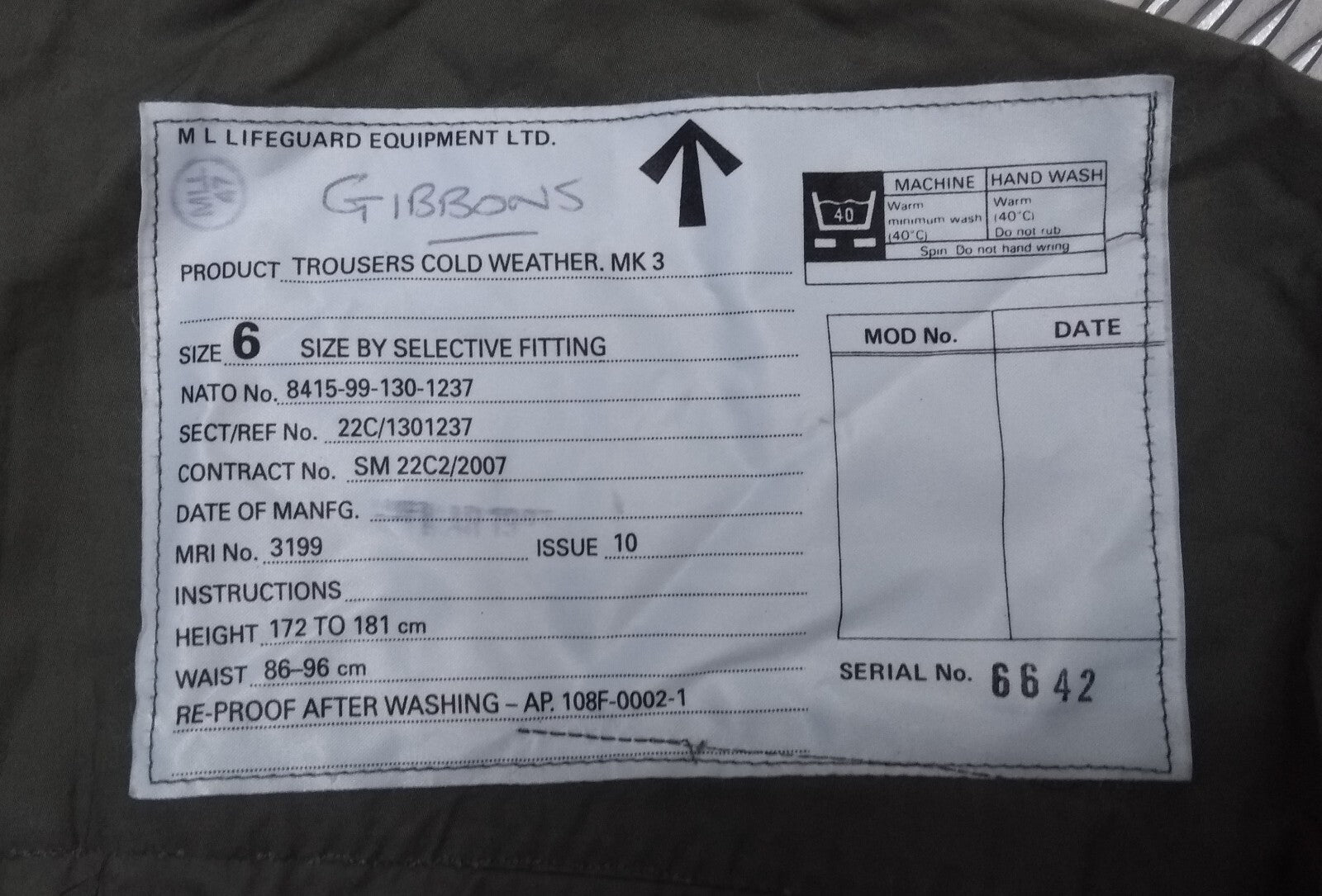 Mk3 Aircrew Trousers Cold Weather M L Lifeguard Equipment LTD British.