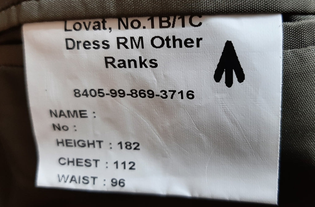 RM Royal Marines Lovat Jacket Dress Royal British Green No1B /1C OR 182/112/96cm