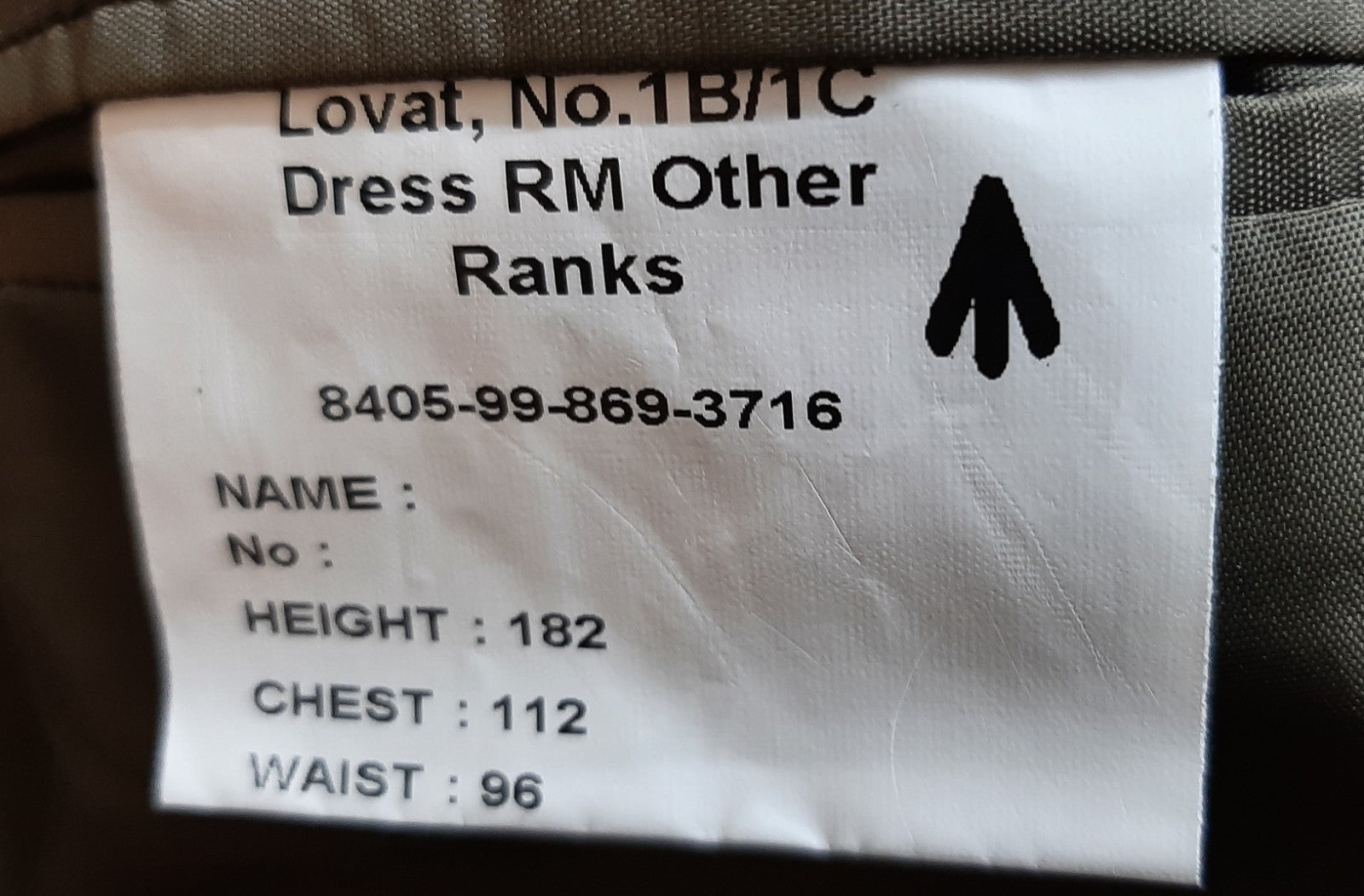 RM Royal Marines Lovat Jacket Dress Royal British Green No1B /1C OR 182/112/96cm