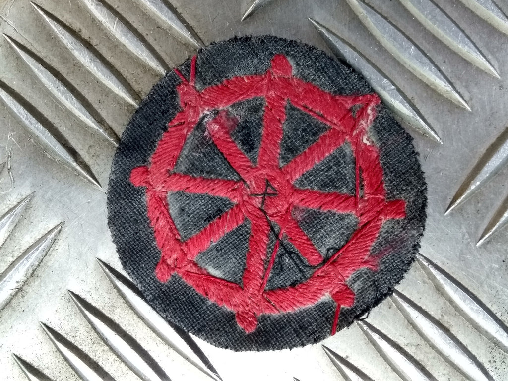 Genuine British Army Wheel Badge Red on Black Felt - NEW
