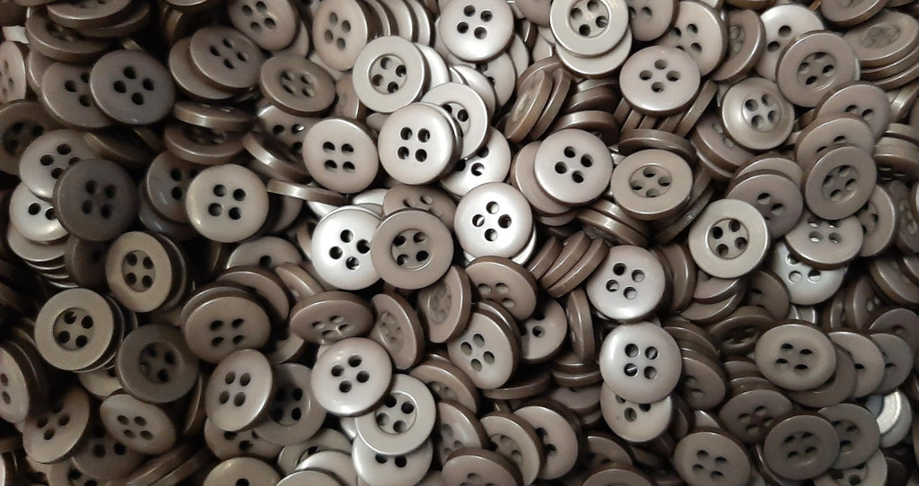 Vintage Buttons 100 4 Hole Army Shirt Button Grey Size 11.3mm NOS