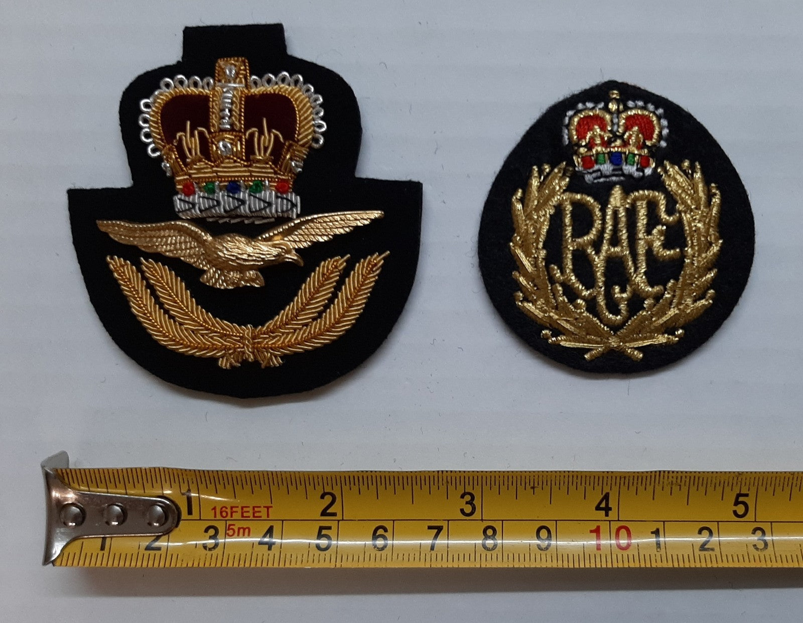 Hat Badges RAF Royal Air Force OFC and OA Embroidered for Dress / Visor Caps