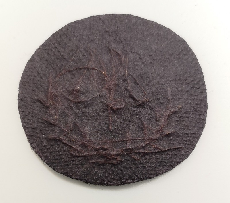 Mess Kit Badge Mortar Man Wire Braided on Black Felt Oval Patch