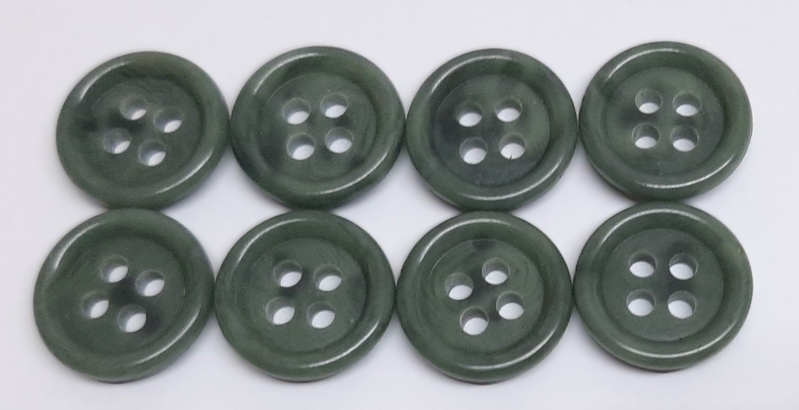 Vintage Army Buttons Old Pattern British Mottled Light Green 4 Hole Size 15.2mm
