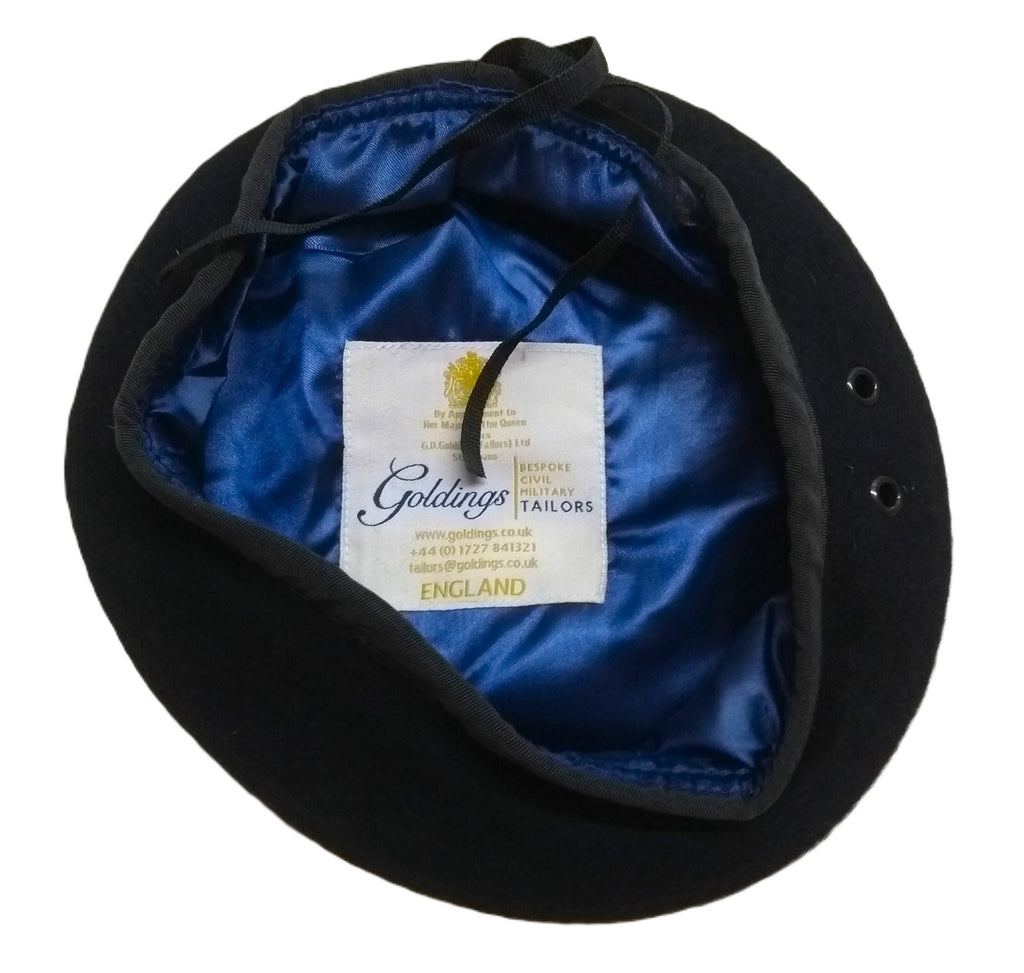 Navy Blue Beret Goldings Army Pattern Wool / Silky Lining & Petersham Trim 60cm