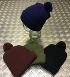 Knitted Retro Beanie Hat / Watch Cap / Ski hat with Pompom - All Colours - NEW