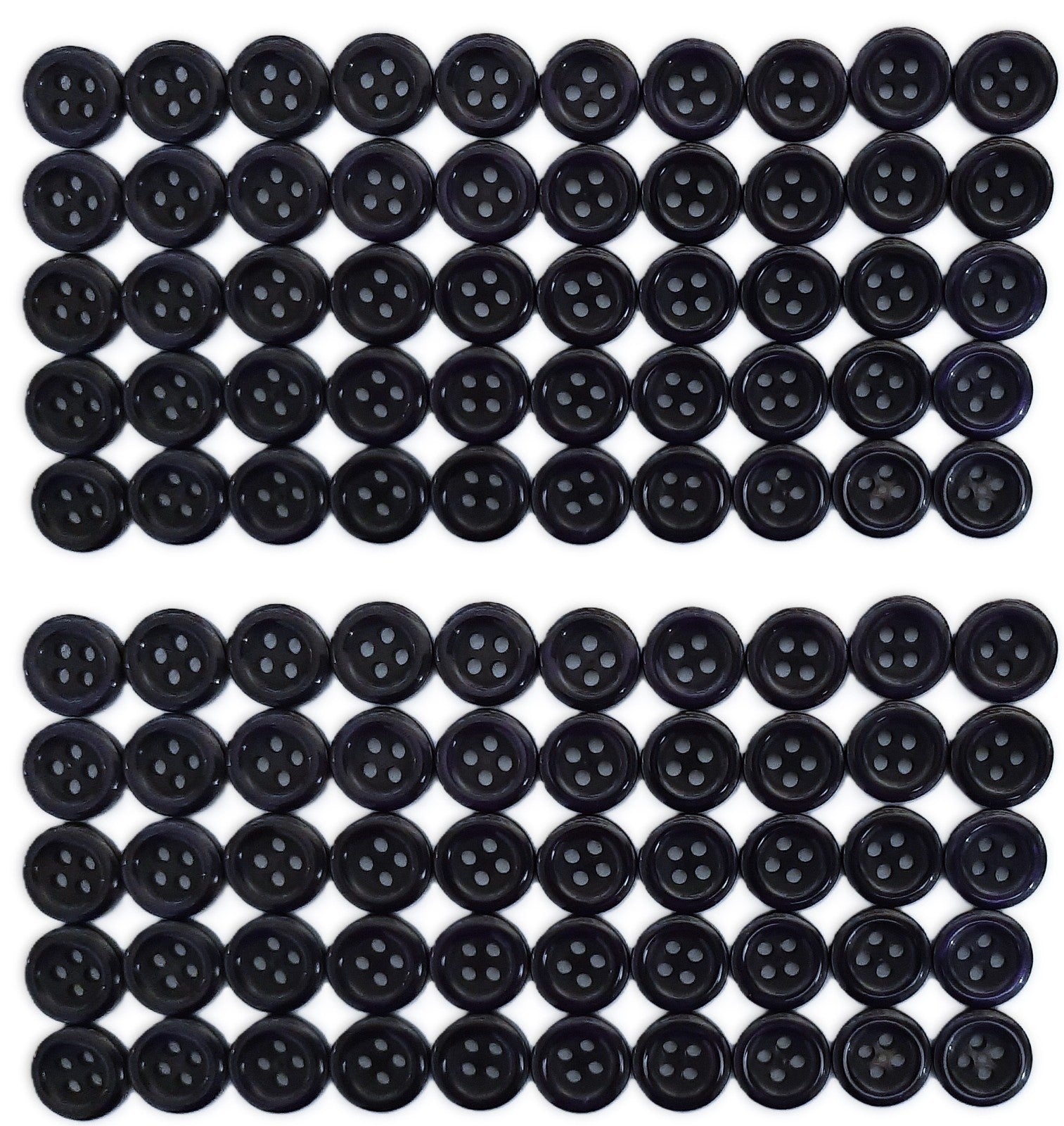 100 Vintage Buttons 4 Hole Shirt / Shank Anchors Pearlesque Dark Blue 11.4mm NOS