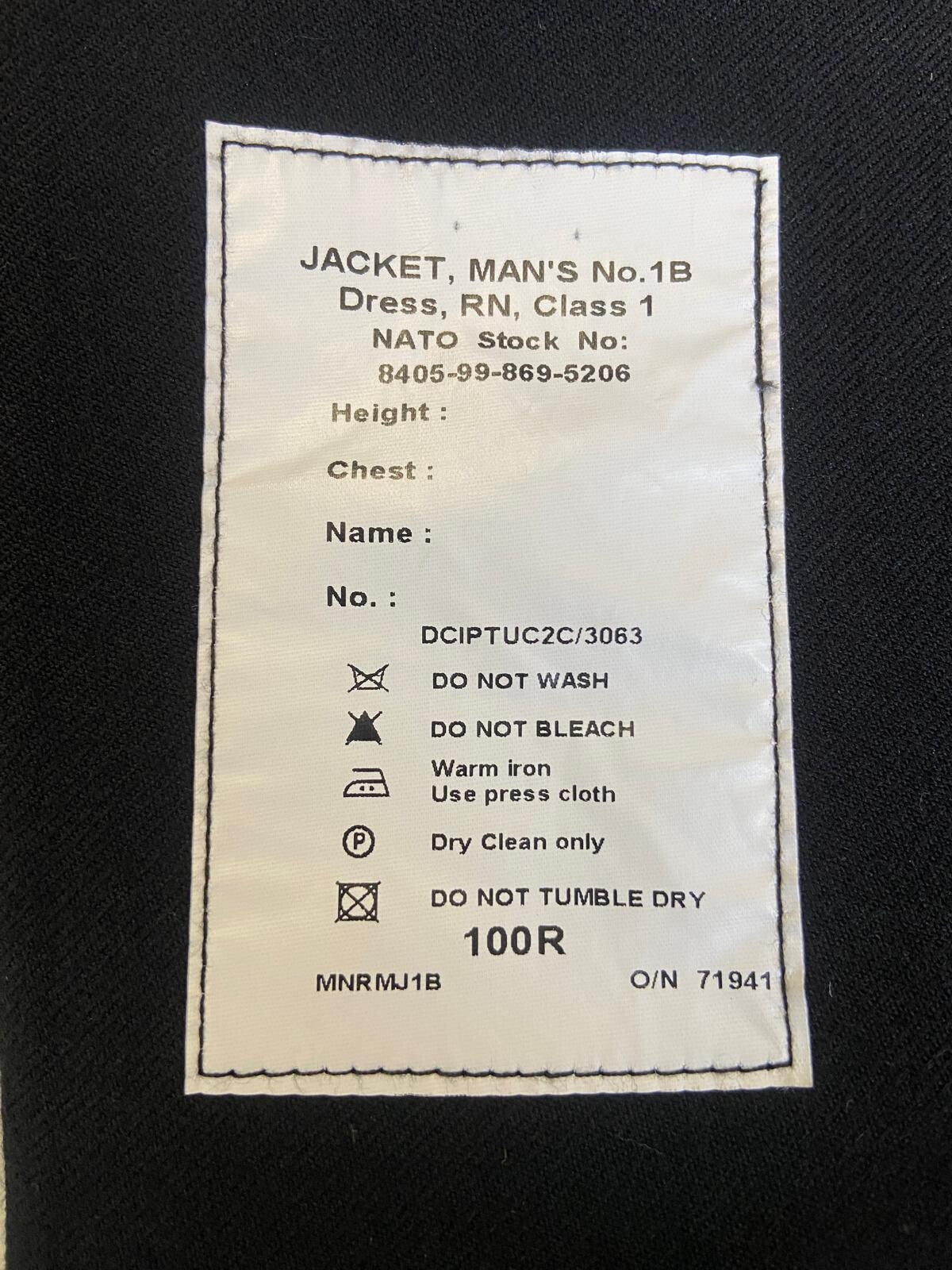 Royal Navy No1B RN Jacket CPO Mans British Naval Chief Petty Royal Blazer Navy 100cm R