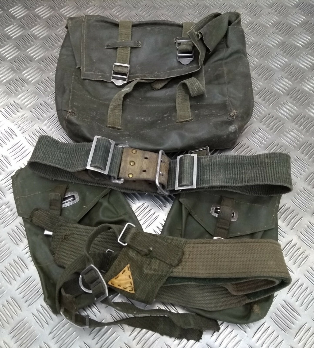 Genuine Vintage Army Webbing Set / Battle Pack Belt And Pouches Heavy PVC G2