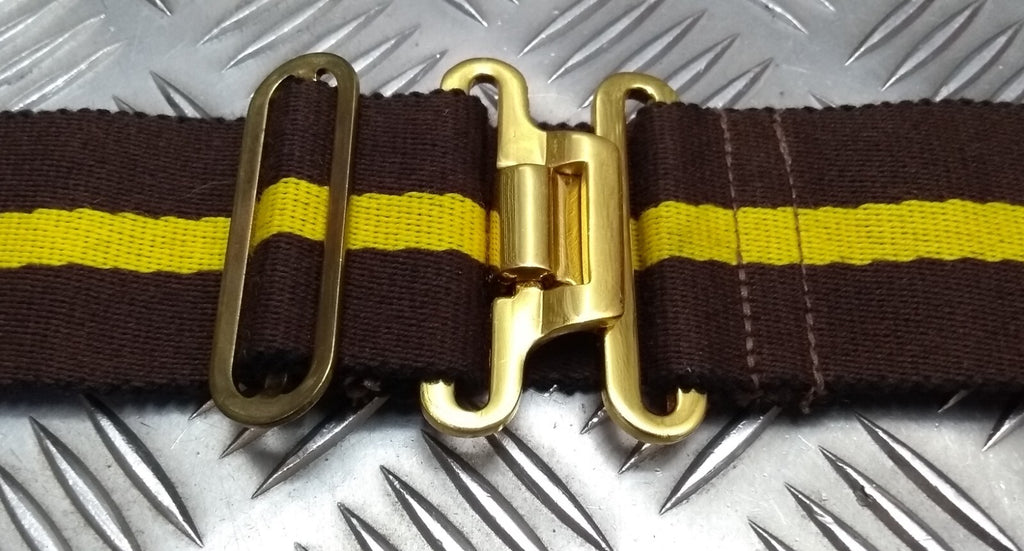 Stable Belt Unknown Pattern 37 Buckle Brow with Yellow Stripe 49mm Wide
