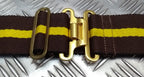 Stable Belt Unknown Pattern 37 Buckle Brow with Yellow Stripe 49mm Wide