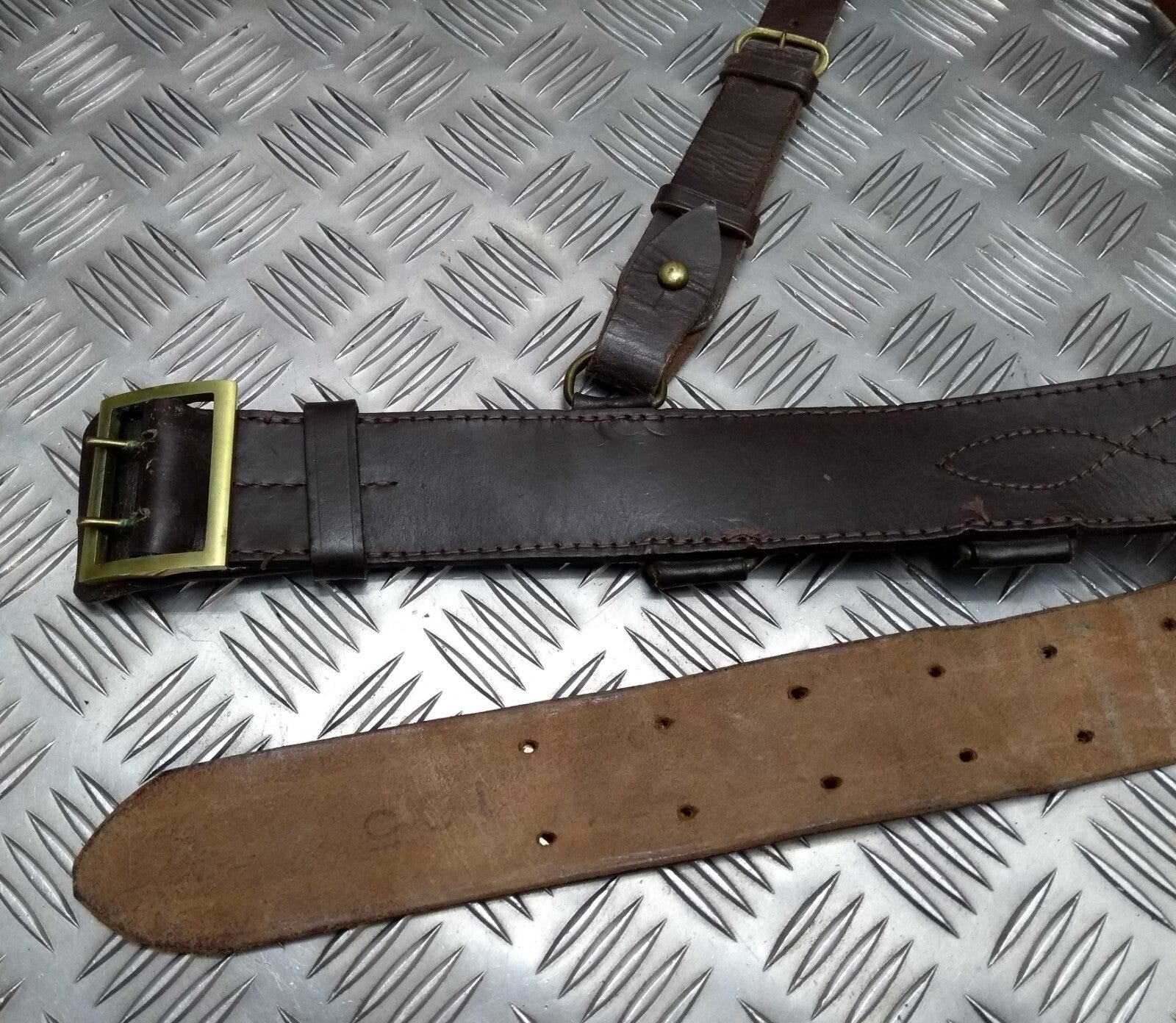 Vintage Sam Browne issue Leather Belt and Cross Over Strap