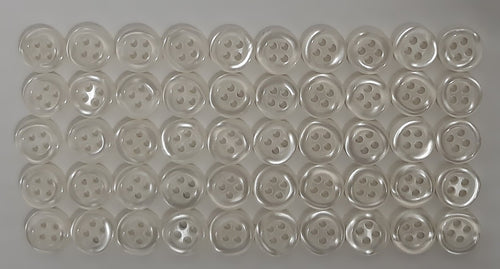 100 Vintage Buttons 4 Hole Shirt / Shank Anchors Pearlesque Clear White 10mm NOS