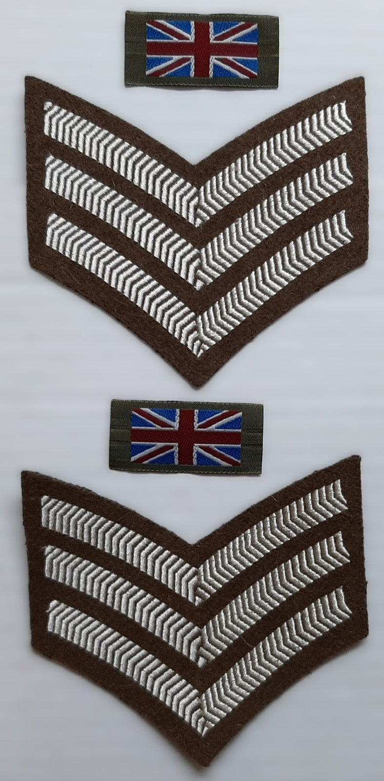 Rank Chevrons FAD British Insignia 3 Bar Sergeant UK Flags 1 Pair