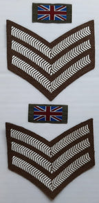 Rank Chevrons FAD British Insignia 3 Bar Sergeant UK Flags 1 Pair