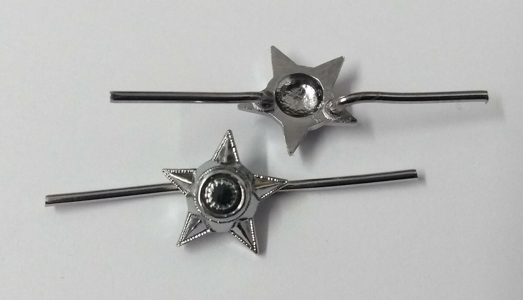 5 Point Stars Issue Miniature Chrome Prong Back Obsolete Pattern- NEW