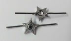 5 Point Stars Issue Miniature Chrome Prong Back Obsolete Pattern- NEW