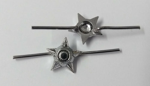 5 Point Stars Issue Miniature Chrome Prong Back Obsolete Pattern- NEW