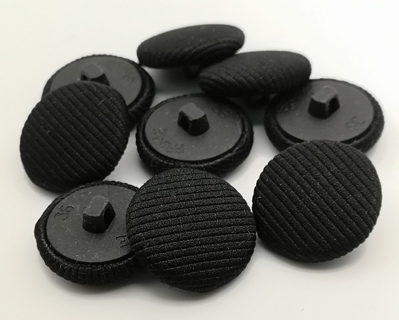 Black Fabric Covered Buttons Line Pattern 34L x12