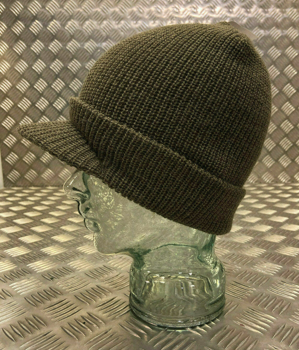 US Green / OD Peak Radar Hat / Peaked Watch Cap 100% Wool- NEW