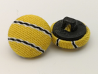 Fabric Covered Buttons Black & White Stripes on Yellow 22L x12