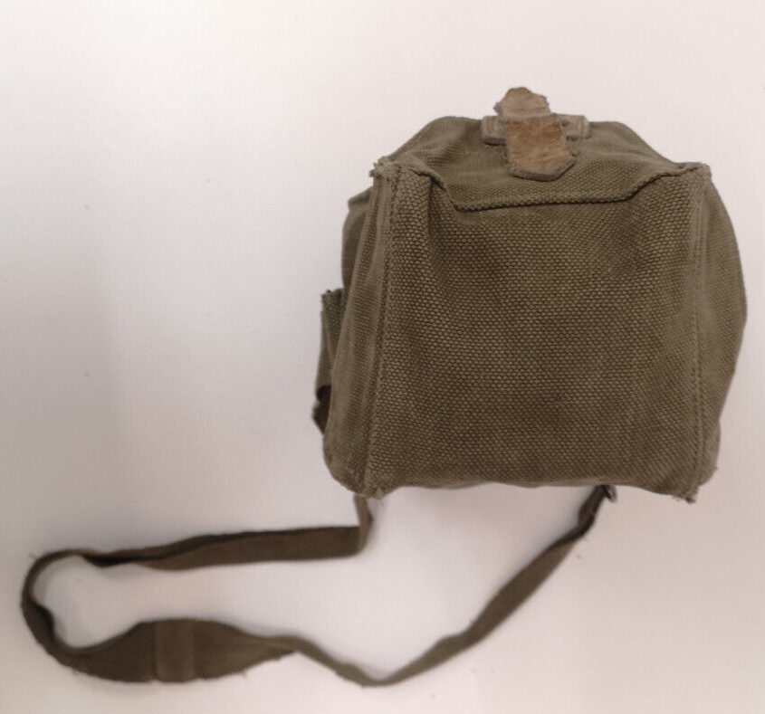 Vintage Belgian Army Canvas Shoulder Satchel Bag Gas Mask Heavy Duty Webbing