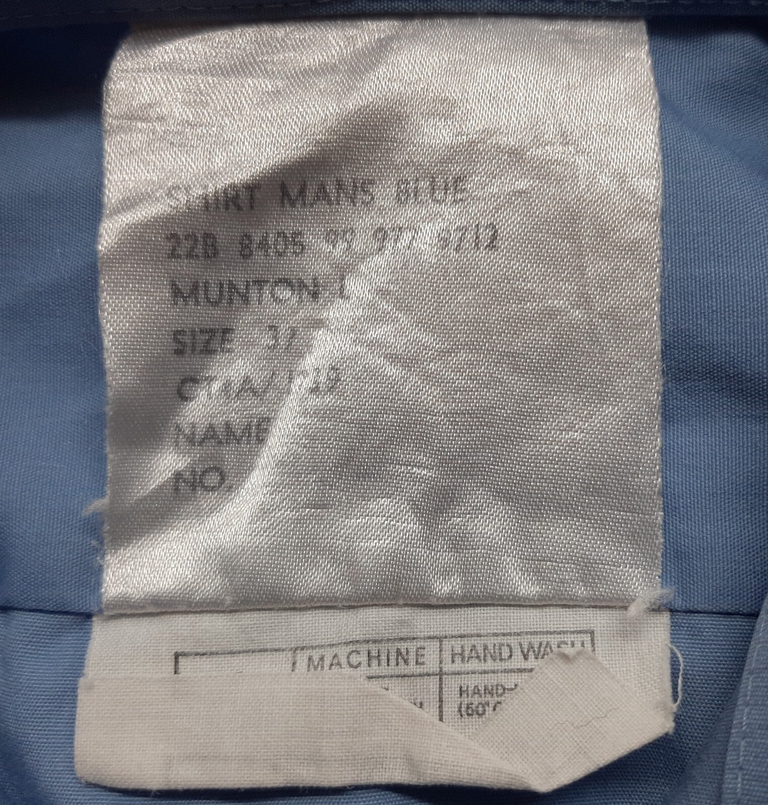 RAF Royal Air Force Shirt Old Pattern (Munton L) With Long Sleeves Light Blue 37cm